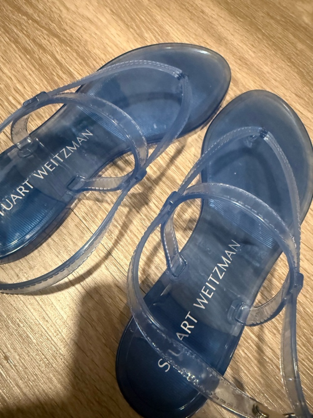 Stuart Weitzman Translucent Navy Blue Jelly Sandals